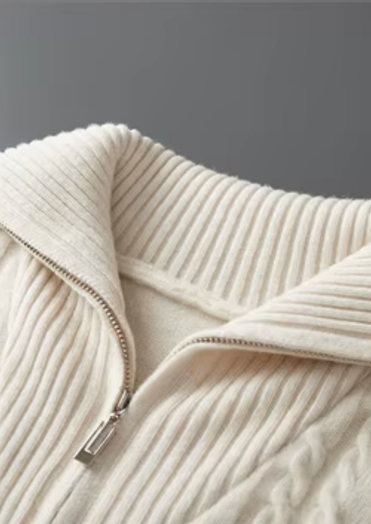 Pure Extra-Fine Merino Wool Striped Half-Zip Sweater, view 5
