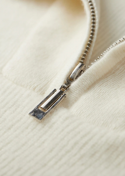 Premium Cashmere Ribbed Half-Zip Sweater, view 5