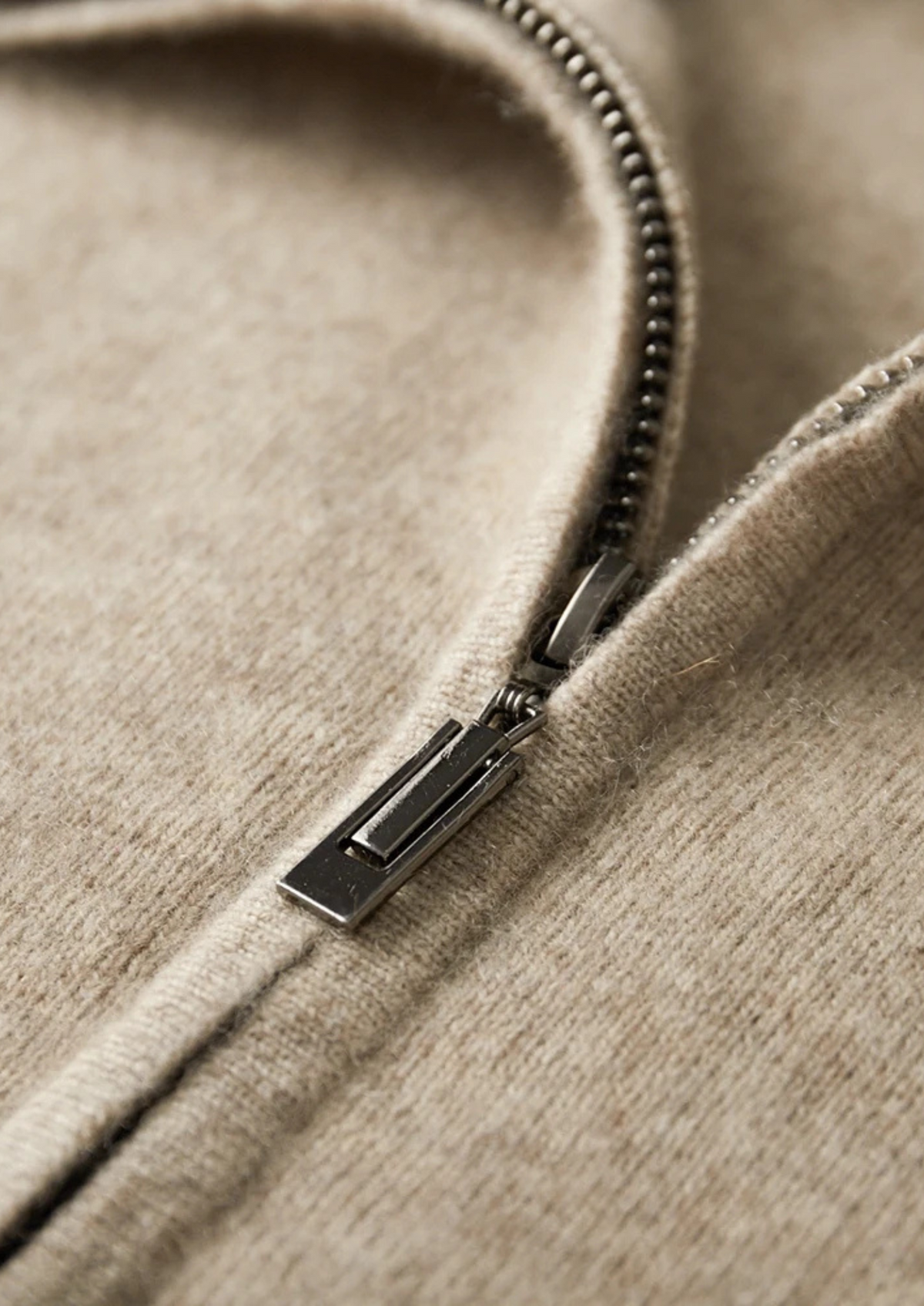 Premium Cashmere Zip Polo Cardigan, view 9