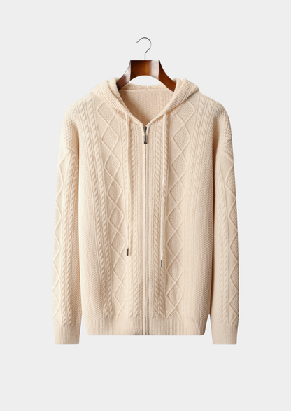 Pure Extra-Fine Merino Wool Traiano Zipper Hoodie, view 1