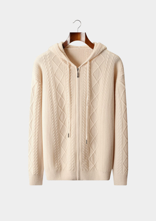 Pure Extra-Fine Merino Wool Traiano Zipper Hoodie, view 1