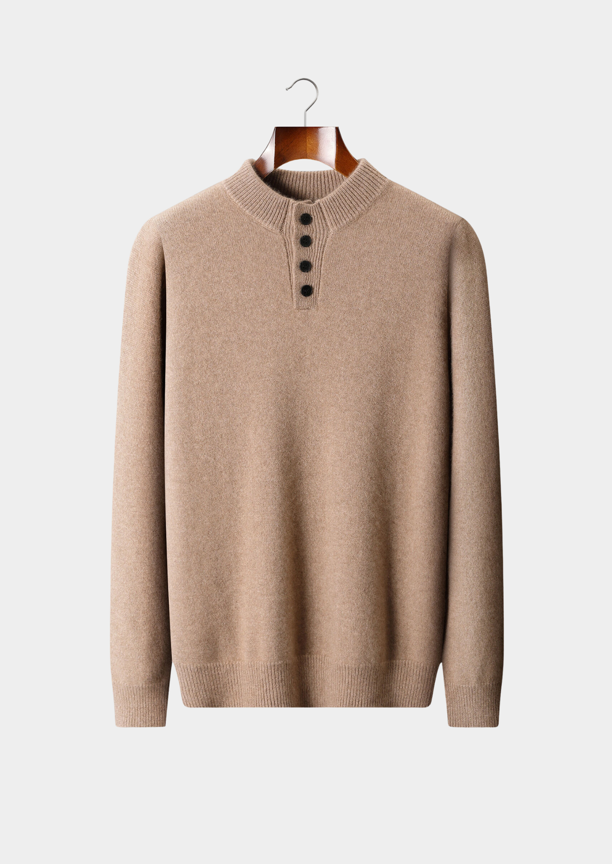 Pure Cashmere Beige Button Sweater, view 1