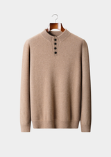Pull à boutons en pur cachemire beige