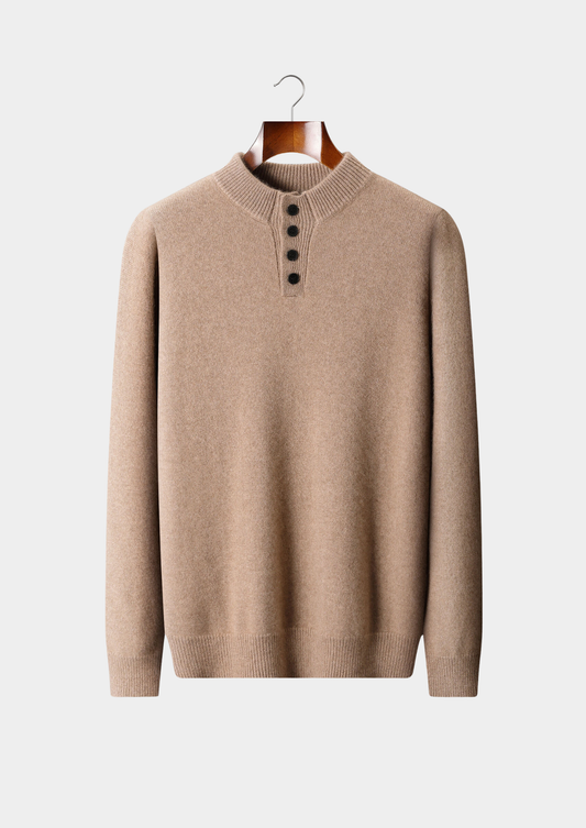 Pure Cashmere Beige Button Sweater, view 1