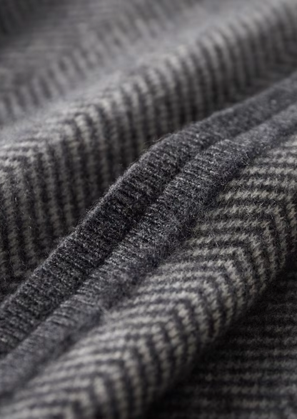 Pure Extra-Fine Merino Wool Gray Herringbone Set, view 9