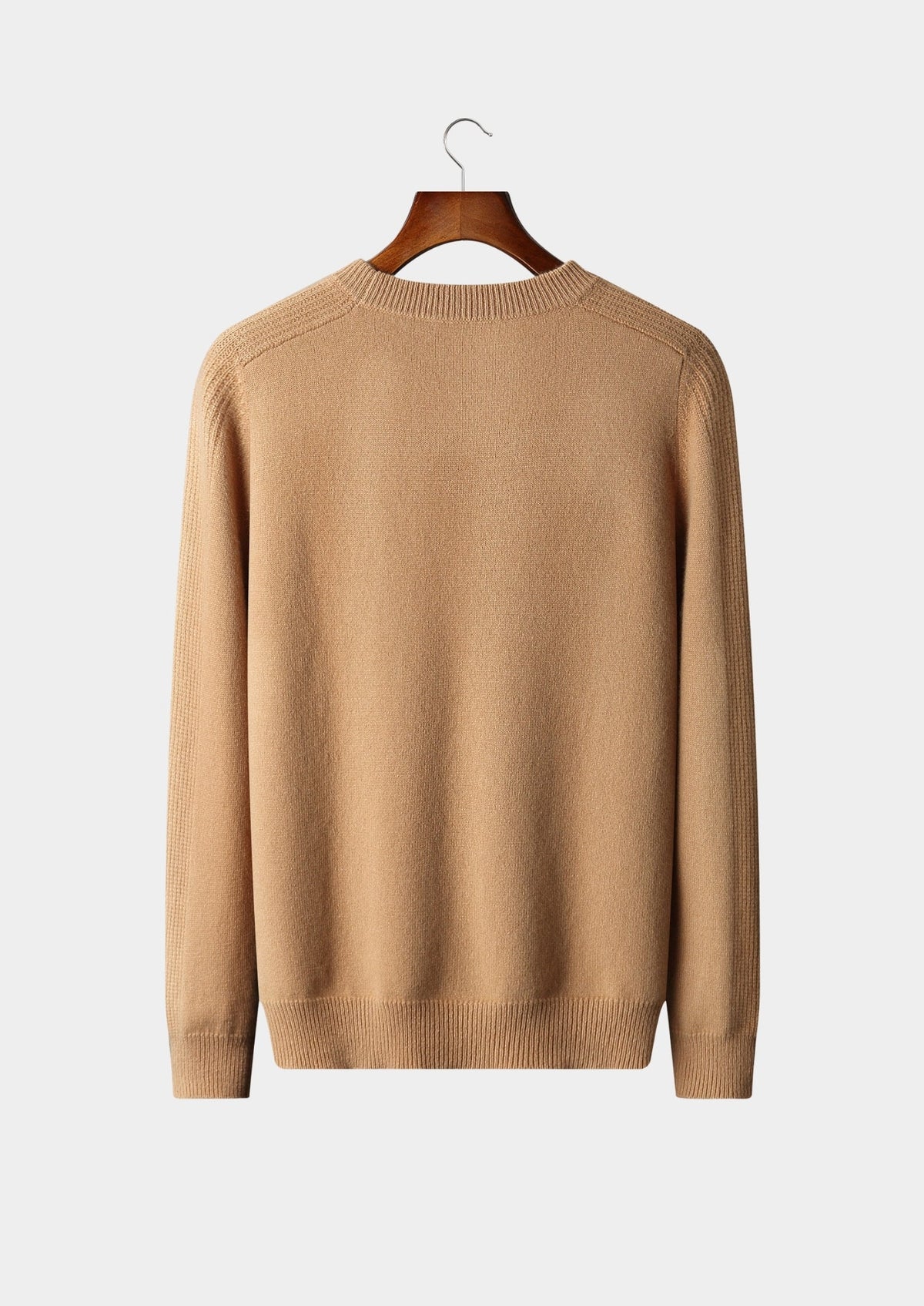 Pure Extra-Fine Merino Wool Ribbed Crewneck Sweater, view 2