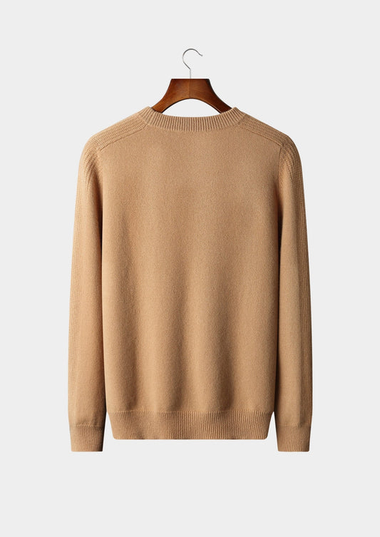 Pure Extra-Fine Merino Wool Ribbed Crewneck Sweater, view 2