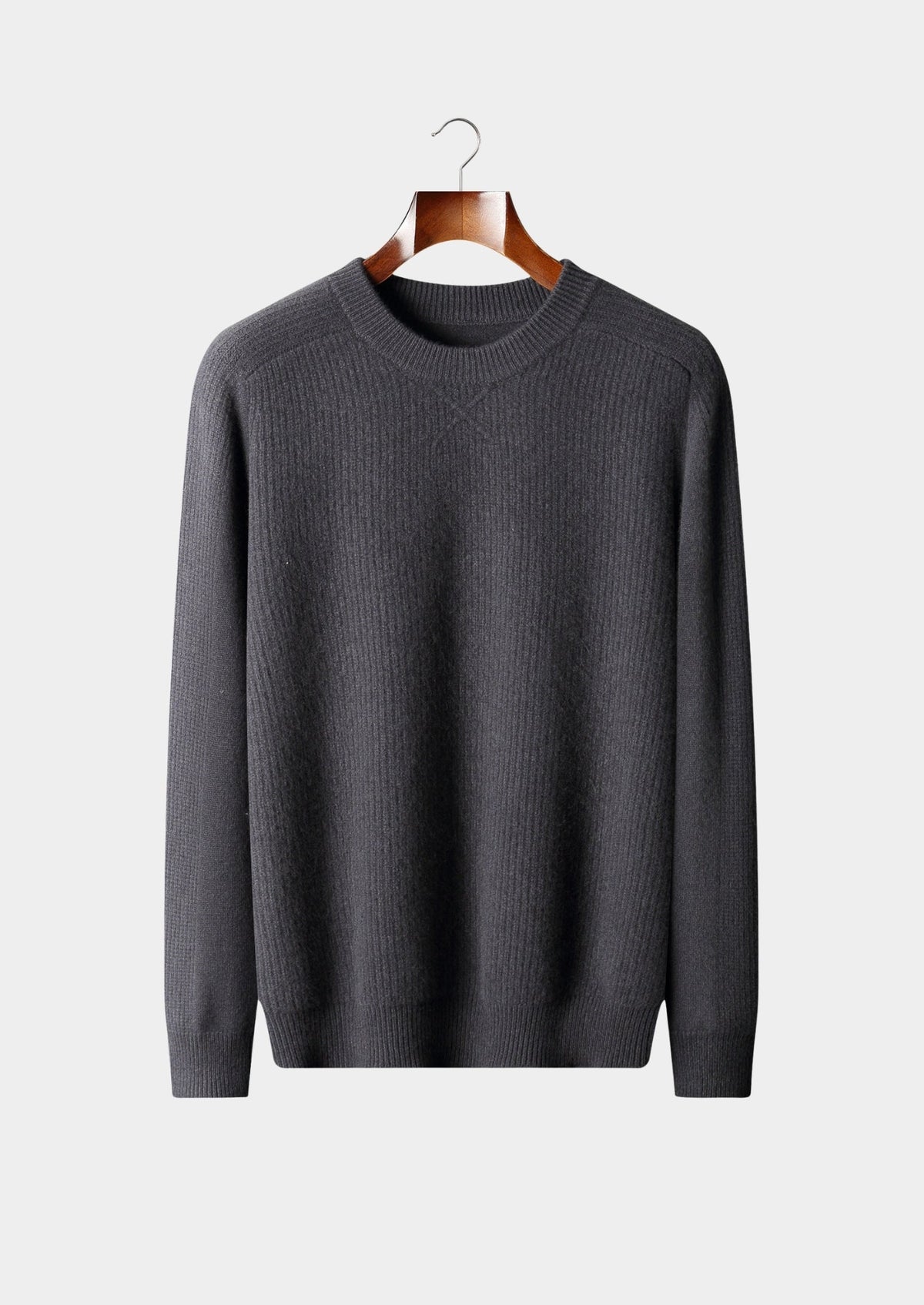 Pure Extra-Fine Merino Wool Ribbed Crewneck Sweater, view 12