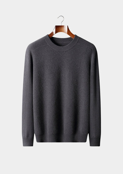 Pure Extra-Fine Merino Wool Ribbed Crewneck Sweater, view 12