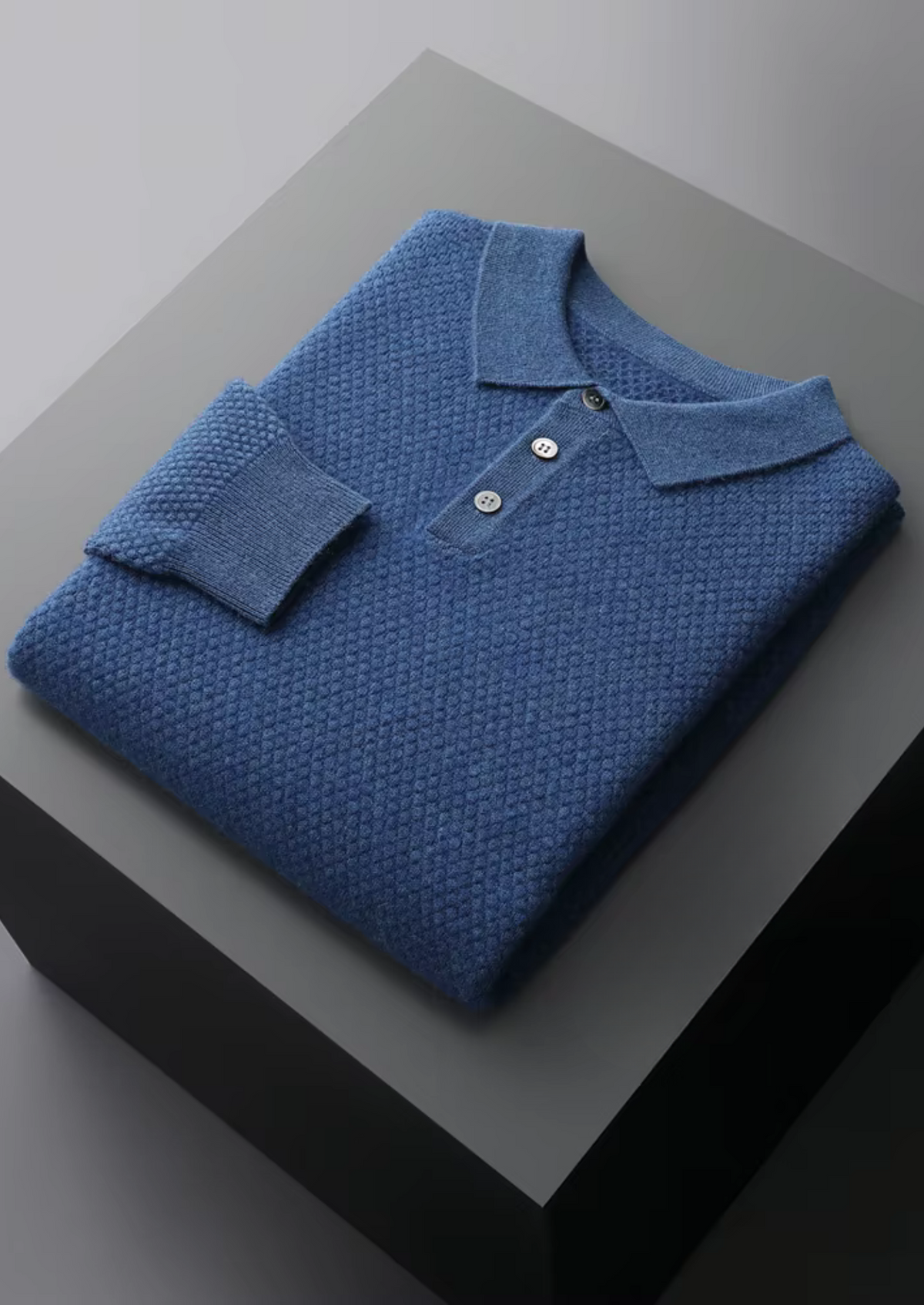 Premium Cashmere Textured Sweater Polo, view 7