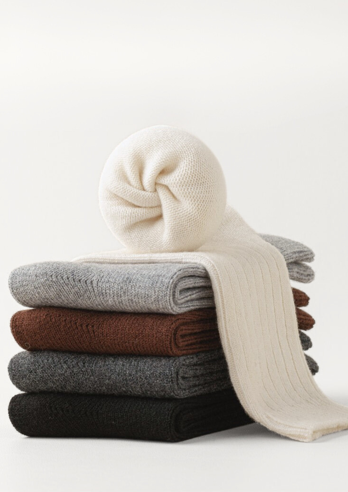 Black Ultra-Soft Ribbed Merino Wool Socks, view 3