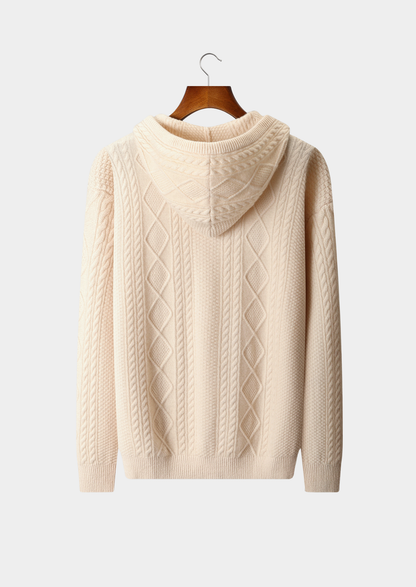 Pure Extra-Fine Merino Wool Traiano Zipper Hoodie, view 2