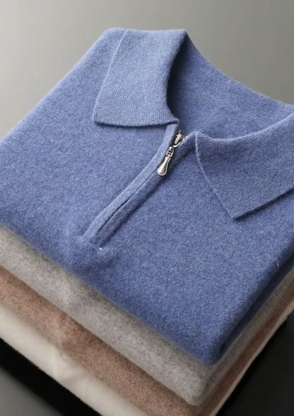 Pure Extra-Fine Merino Wool Half Zip Polo, view 16