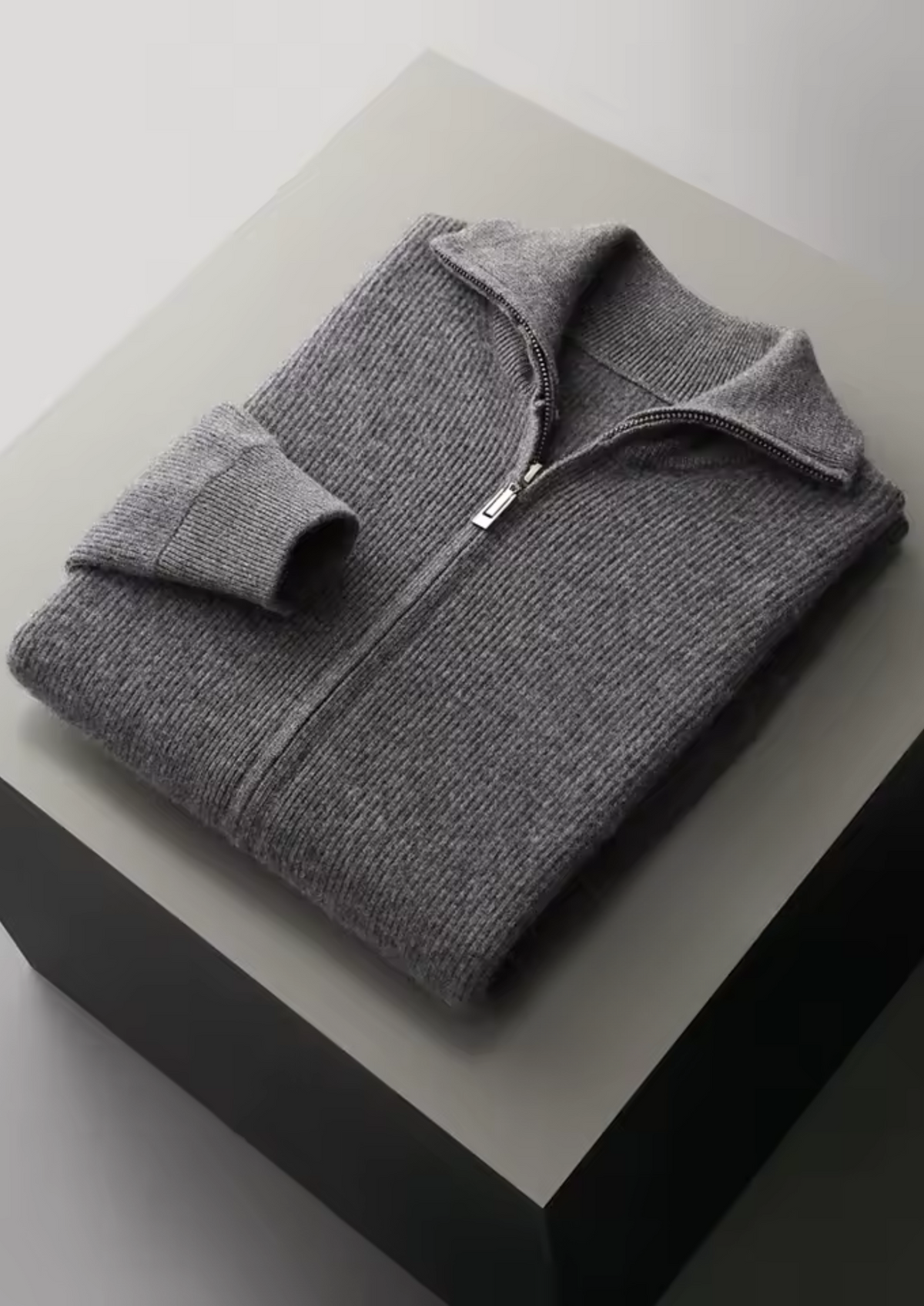 Pure Extra-Fine Merino Wool Ribbed Zipper Cardigan, view 11