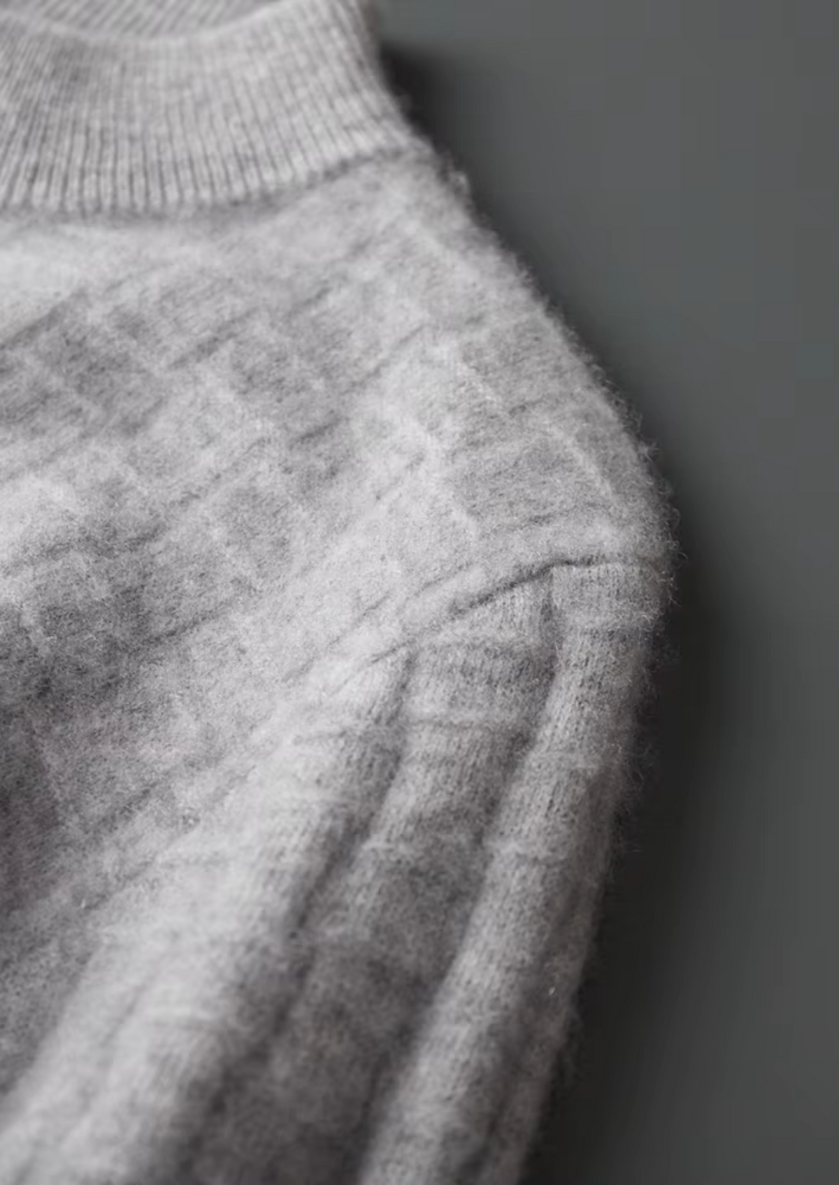 Pure Extra-Fine Merino Wool Textured Mockneck, view 8