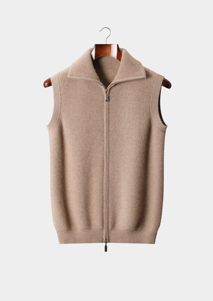 Pure Cashmere Beige Body Warmer Vest, view 1