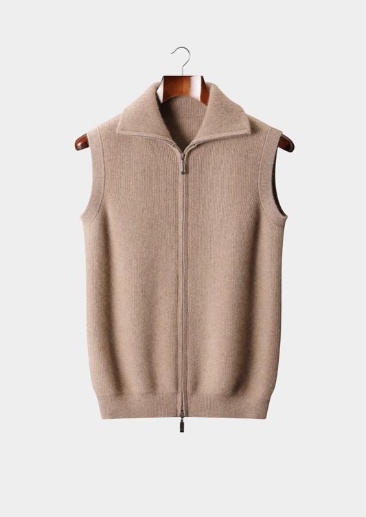 Pure Cashmere Beige Body Warmer Vest, view 1