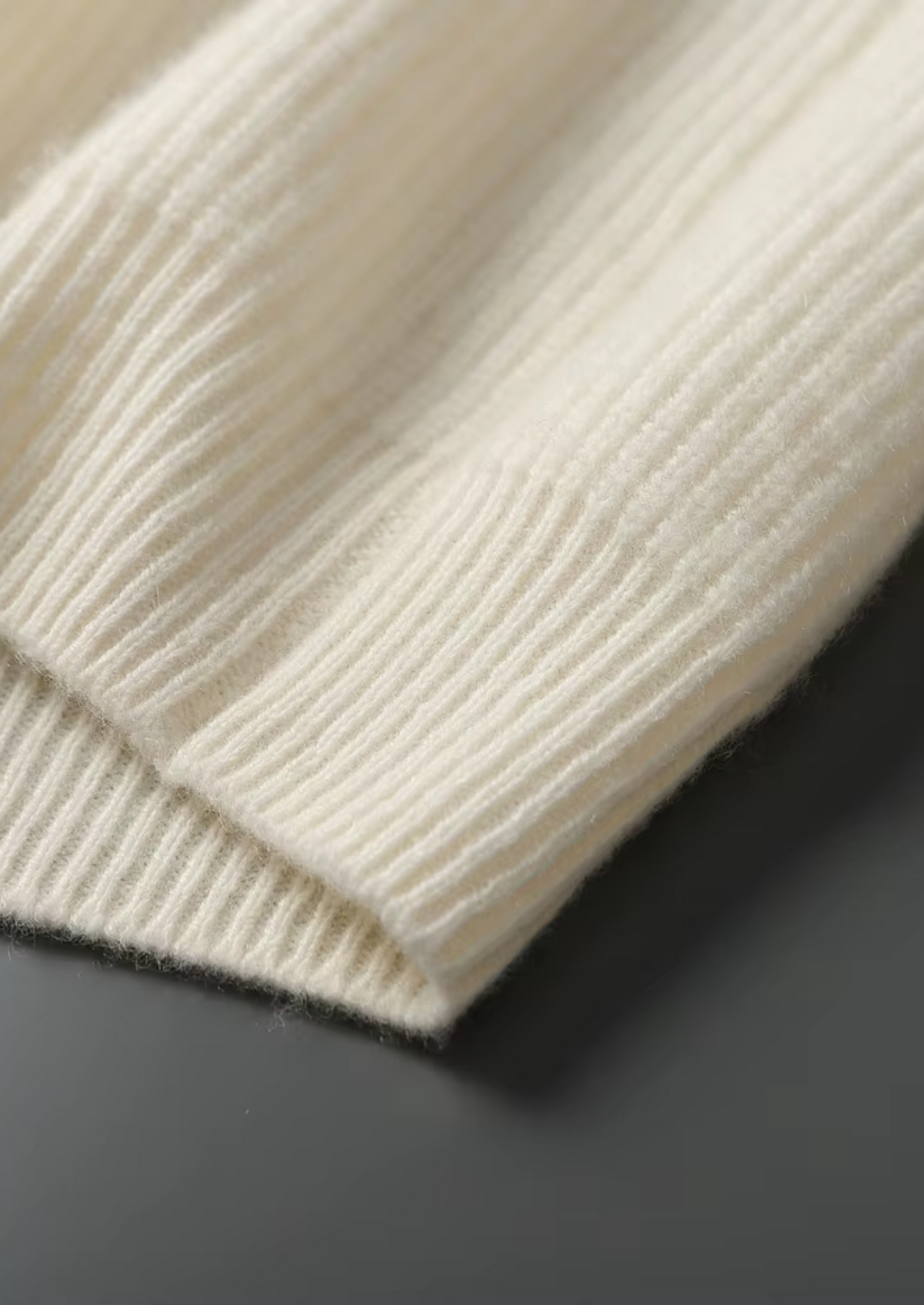 Premium Cashmere Ribbed V-Neck Sweater, view 10
