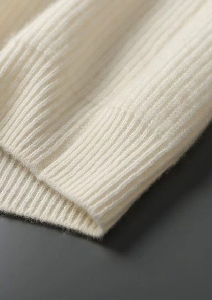 Premium Cashmere Ribbed V-Neck Sweater, view 10