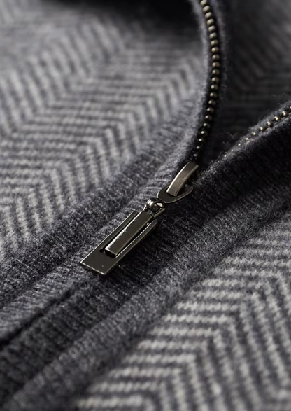 Pure Extra-Fine Merino Wool Gray Herringbone Set, view 4