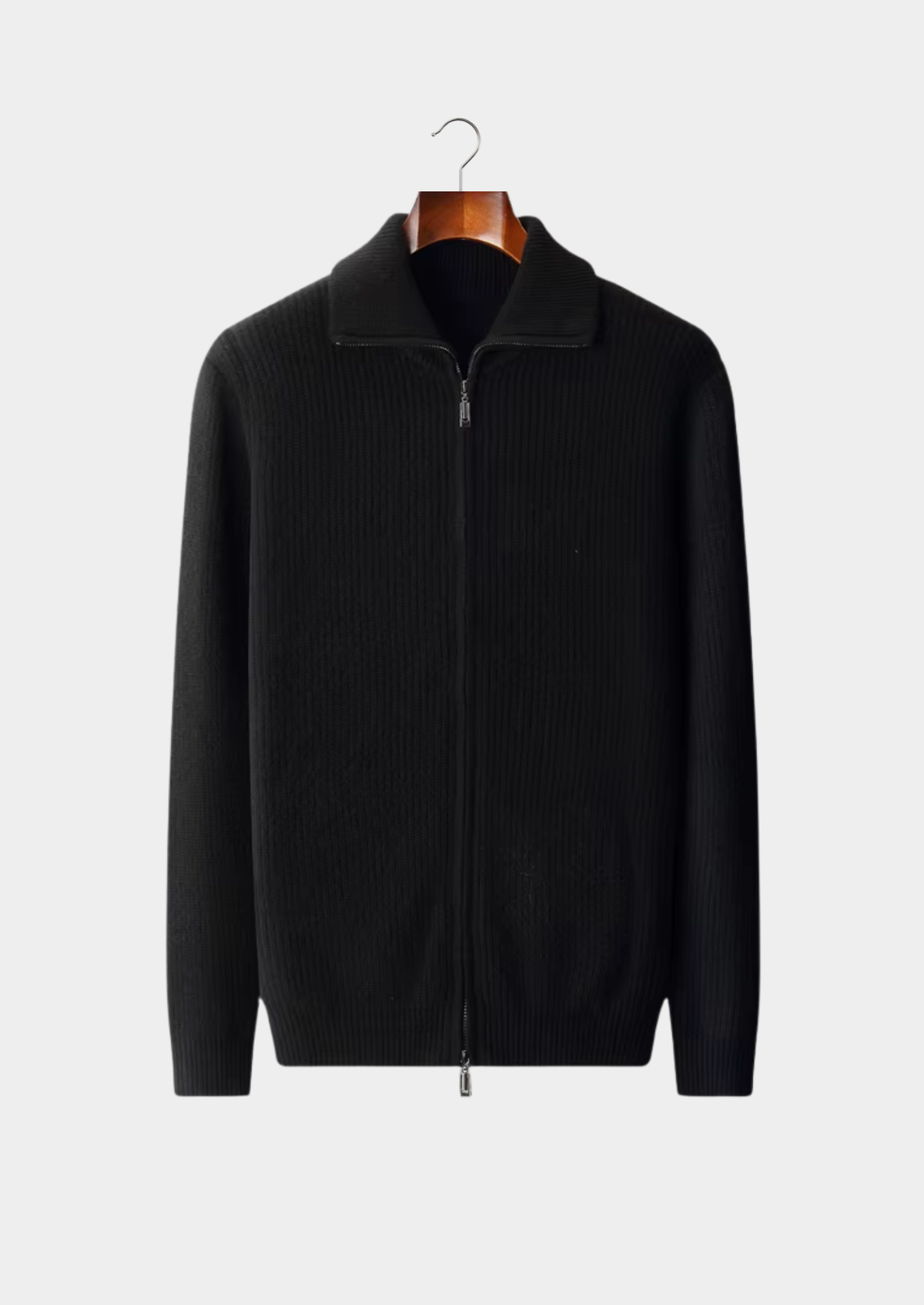 Pure Extra-Fine Merino Wool Funnel Neck Dual Zip Cardigan, view 6