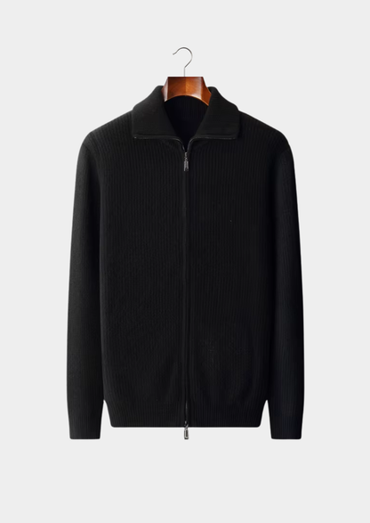 Pure Extra-Fine Merino Wool Funnel Neck Dual Zip Cardigan, view 6