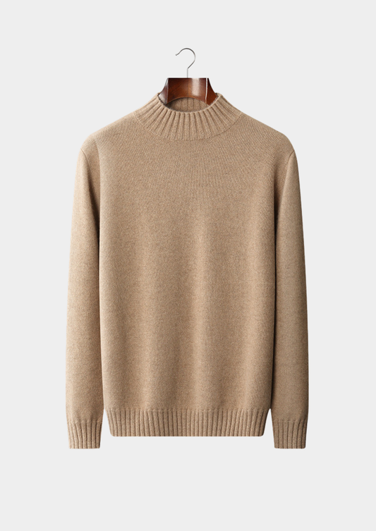 Pure Cashmere Beige Mockneck Sweater, view 1