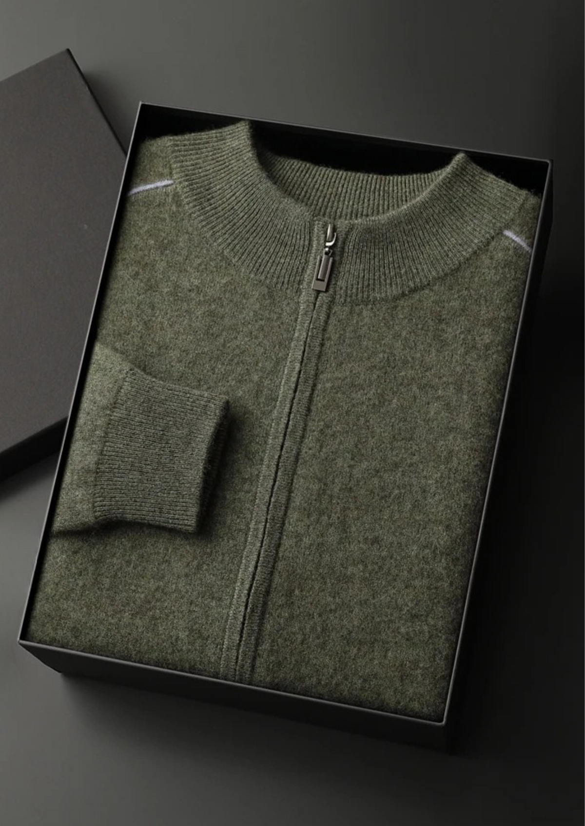 Premium Cashmere Two Tone Zip Cardigan, view 11