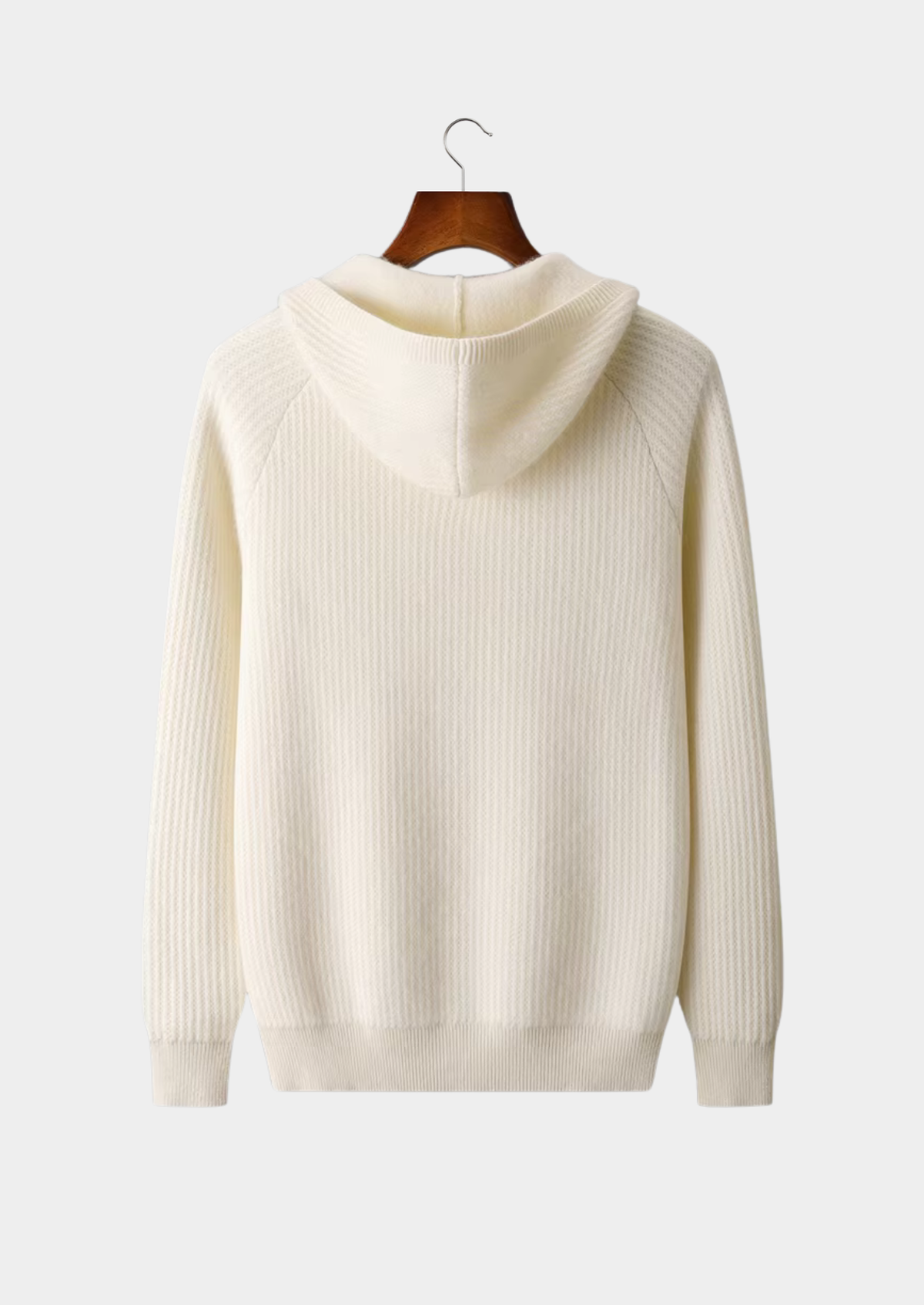 Pure Extra-Fine Merino Wool Ribbed Zipper Hoodie, view 9
