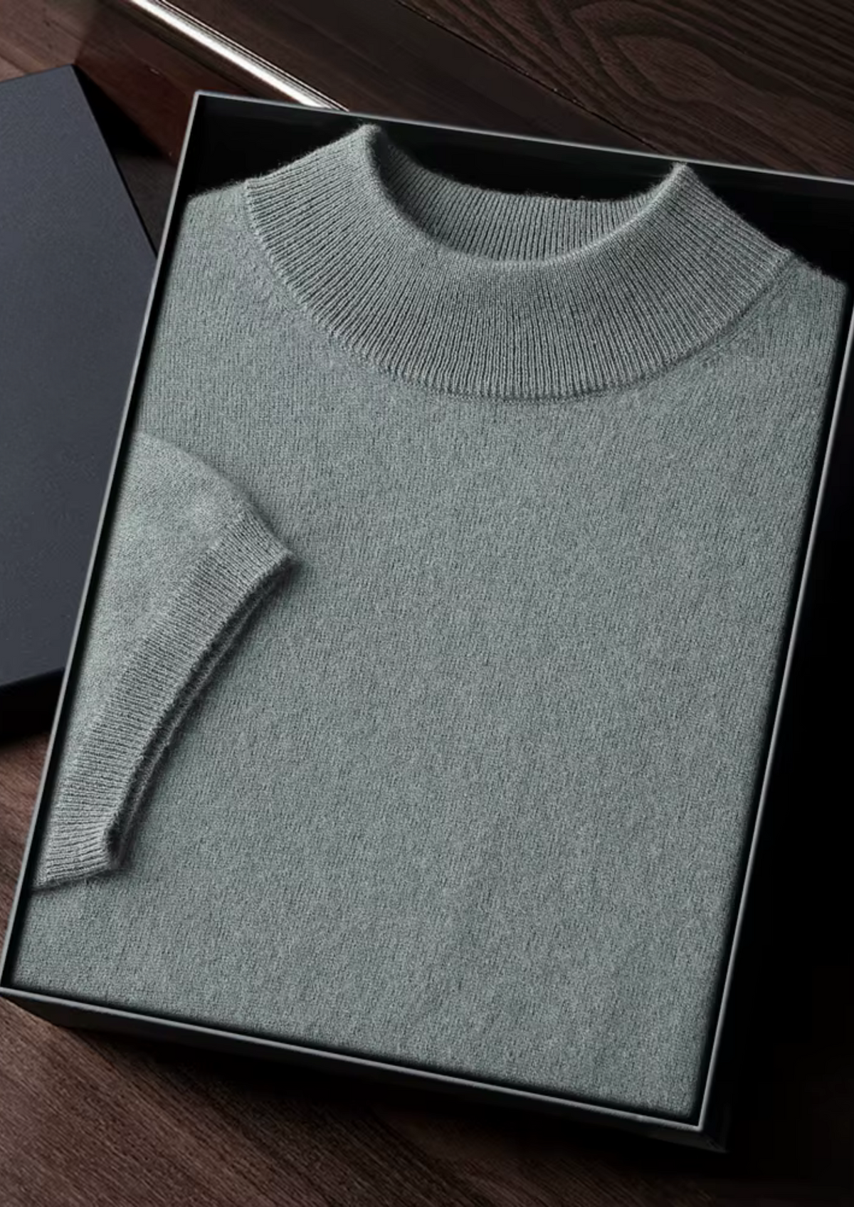 Premium Cashmere Mock Neck T-Shirt, view 32