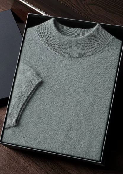 Premium Cashmere Mock Neck T-Shirt, view 32