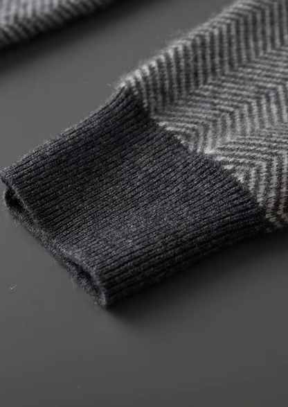 Pure Extra-Fine Merino Wool Gray Herringbone Set, view 6