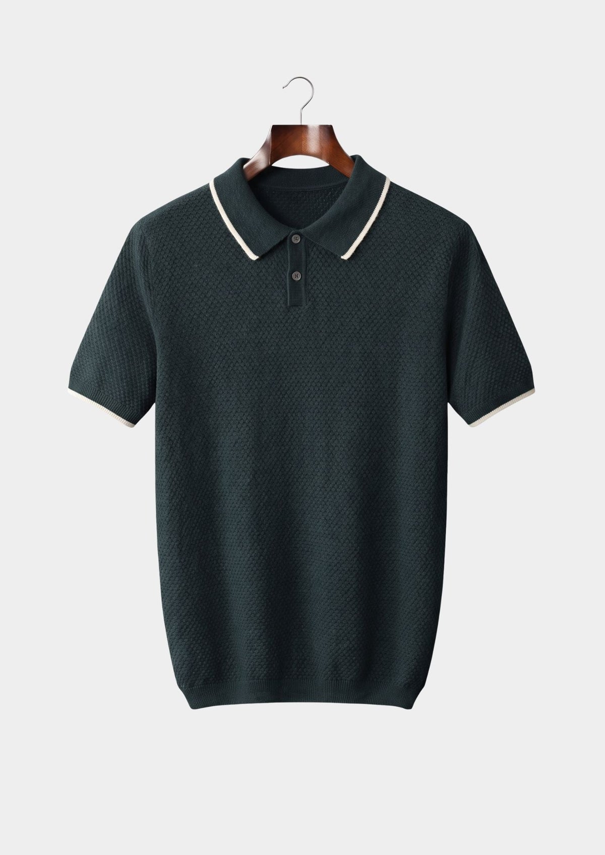 Premium Cashmere Sea Green Two-Tone Polo, view 1