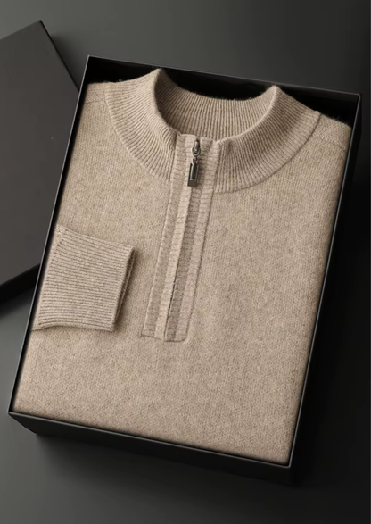 Premium Cashmere Essential Half-Zip Sweater, view 7