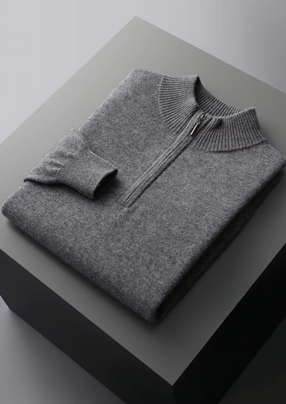 Pure Extra-Fine Merino Wool Half Zip Sweater, view 8
