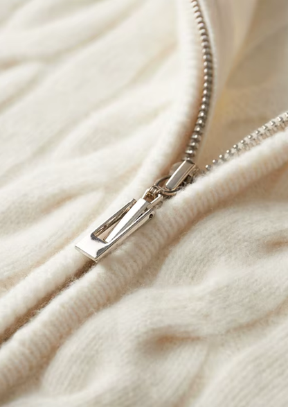 Pure Extra-Fine Merino Wool Dual-Zip Cable Cardigan, view 3