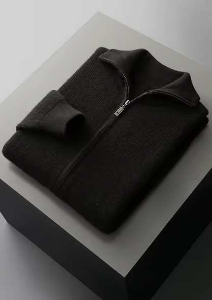 Pure Extra-Fine Merino Wool Ribbed Zipper Cardigan, view 12