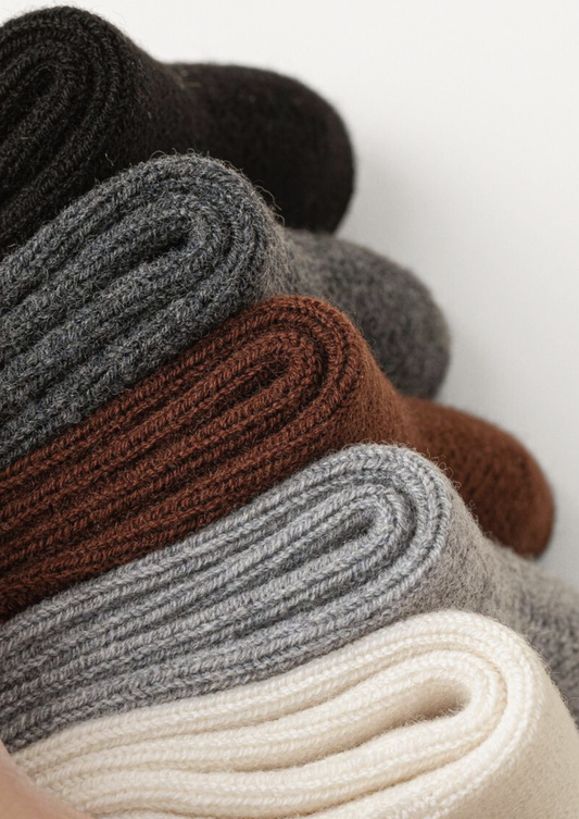 Black Ultra-Soft Ribbed Merino Wool Socks, view 2