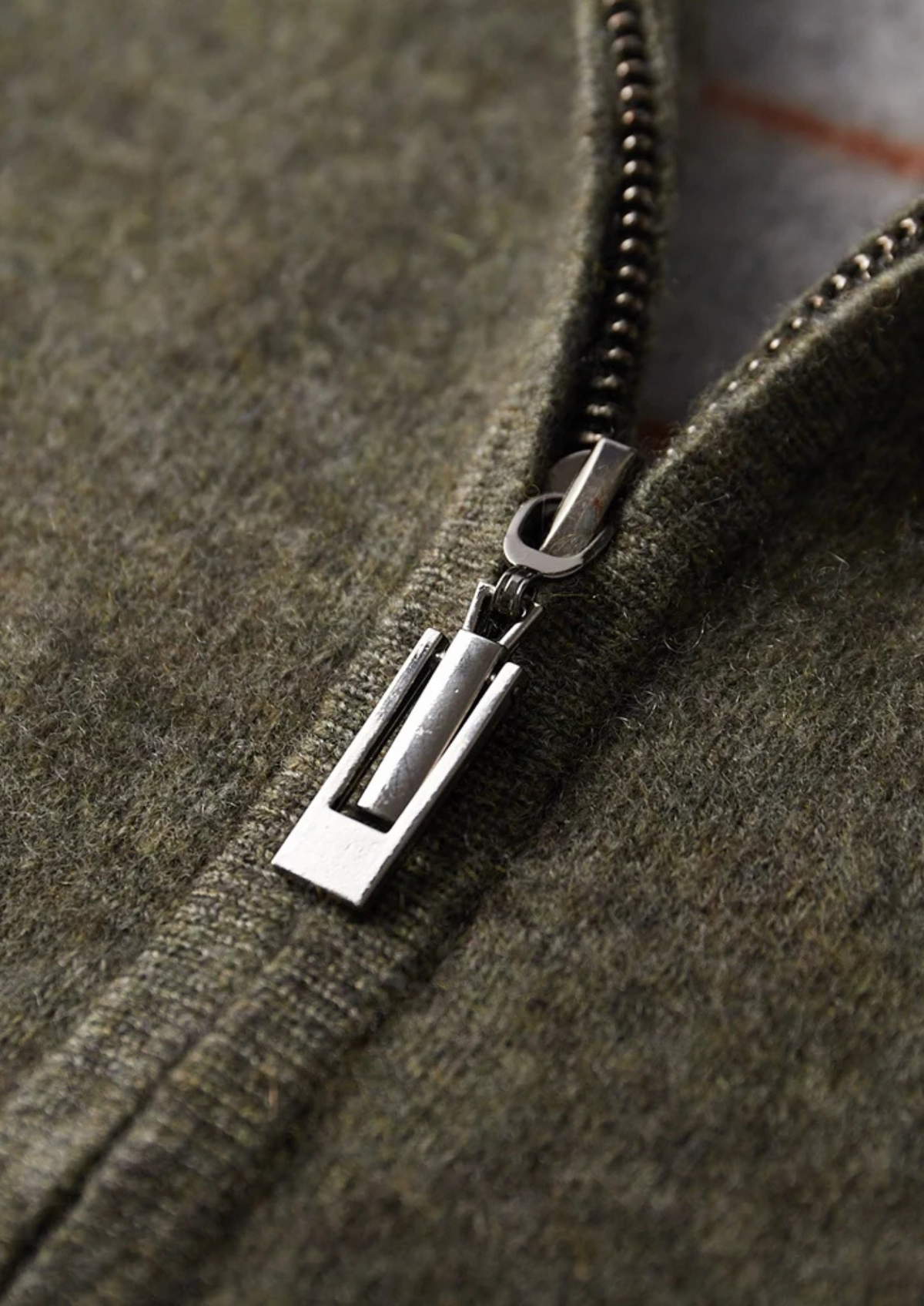 Premium Cashmere Two Tone Zip Cardigan, view 12
