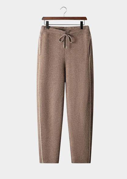 Pure Extra-Fine Merino Wool Jaquard Knit Trousers, view 1
