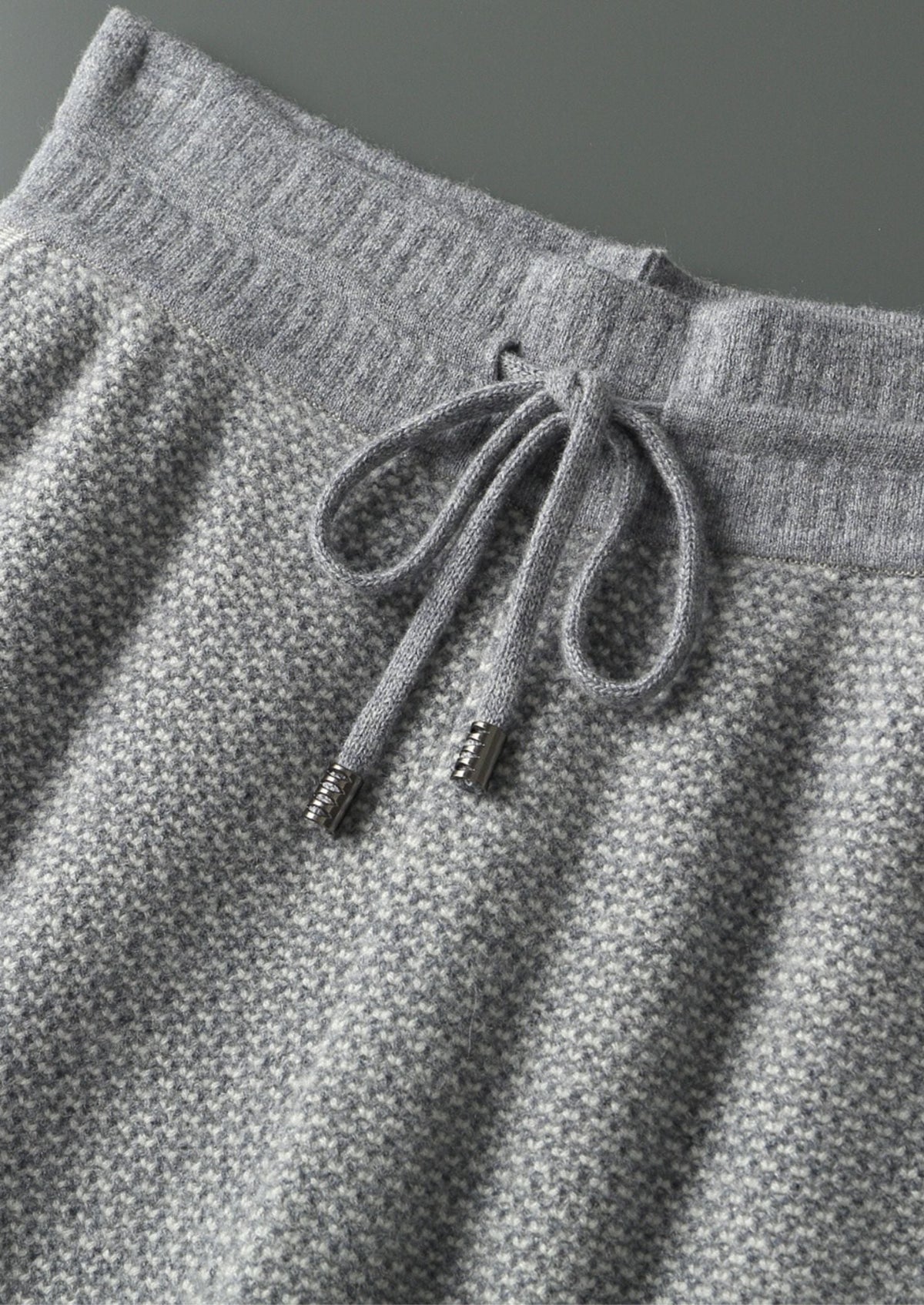 Pure Extra-Fine Merino Wool Light Gray Jaquard Set, view 7
