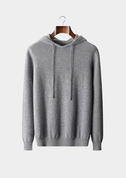 Pure Extra-Fine Merino Wool Light Gray Leisure Hoodie, view 1