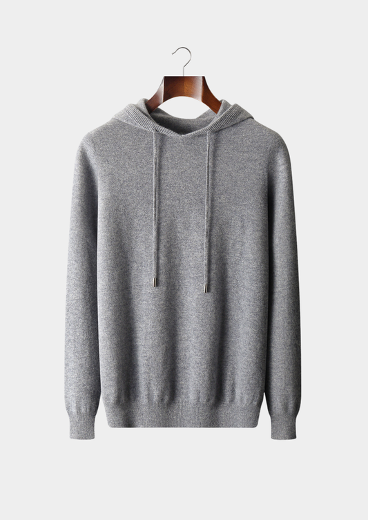 Pure Extra-Fine Merino Wool Light Gray Leisure Hoodie, view 1
