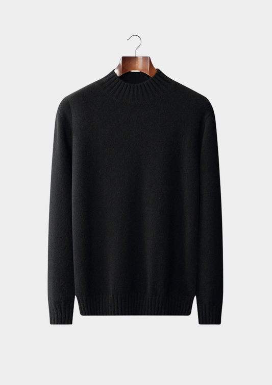 Pure Cashmere Black Mockneck Sweater, view 1