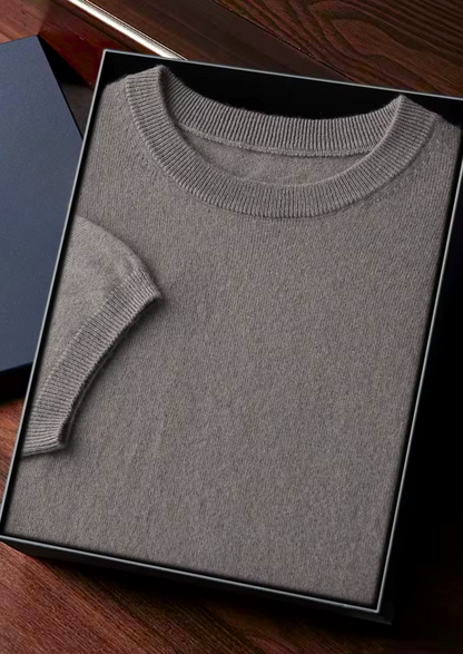 Premium Cashmere Classic Crewneck T-Shirt - Ashen Truffle, view 6