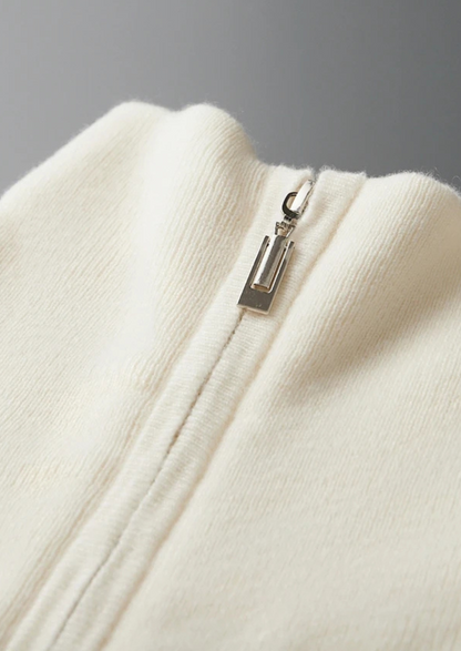 Premium Cashmere Ribbed Half-Zip Sweater, view 6
