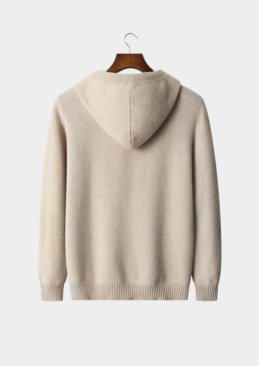 Pure Extra-Fine Merino Wool Button Hoodie, view 2