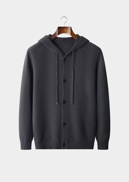 Pure Extra-Fine Merino Wool Button Hoodie, view 12