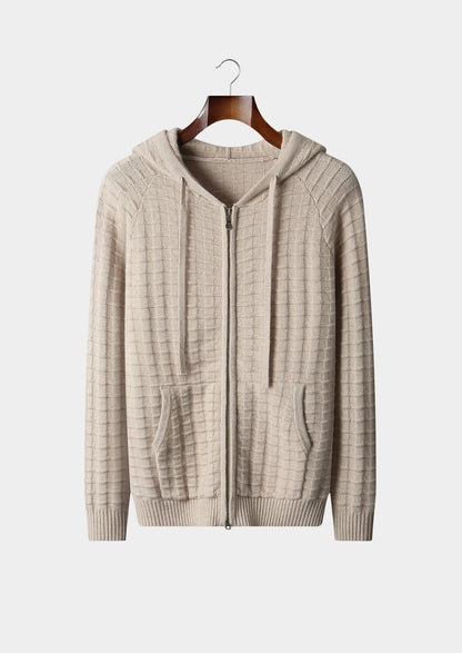 Pure Extra-Fine Merino Wool Textured Hoodie, view 1