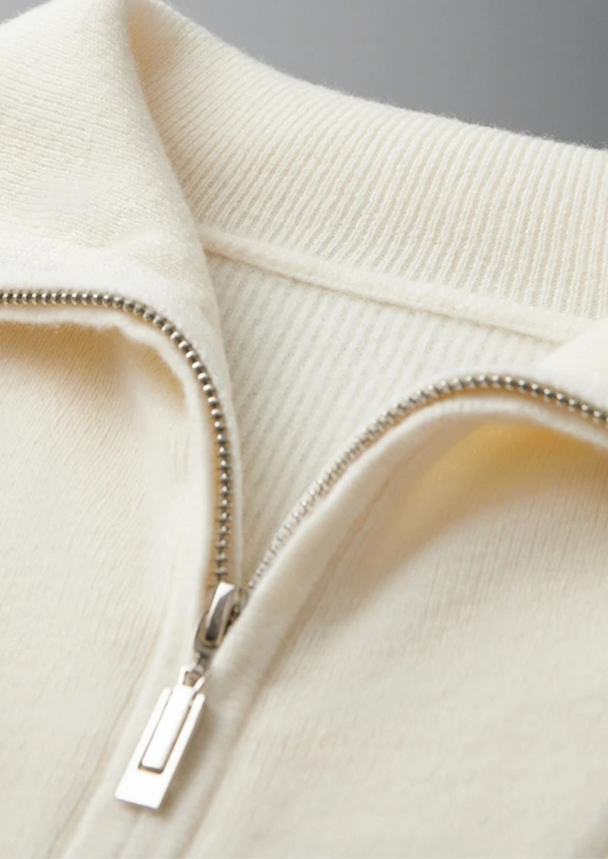 Premium Cashmere Ribbed Half-Zip Sweater, view 7